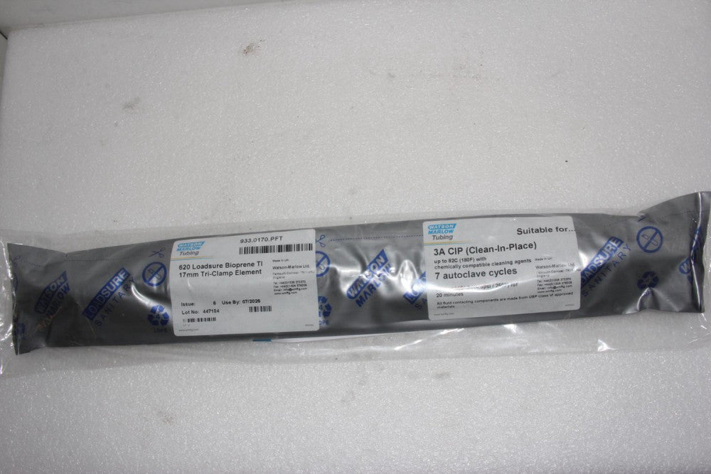 WATSON MARLOW 933.0170.PFT 620 Loadsure Bioprene 17mm Tri-Clamp Element