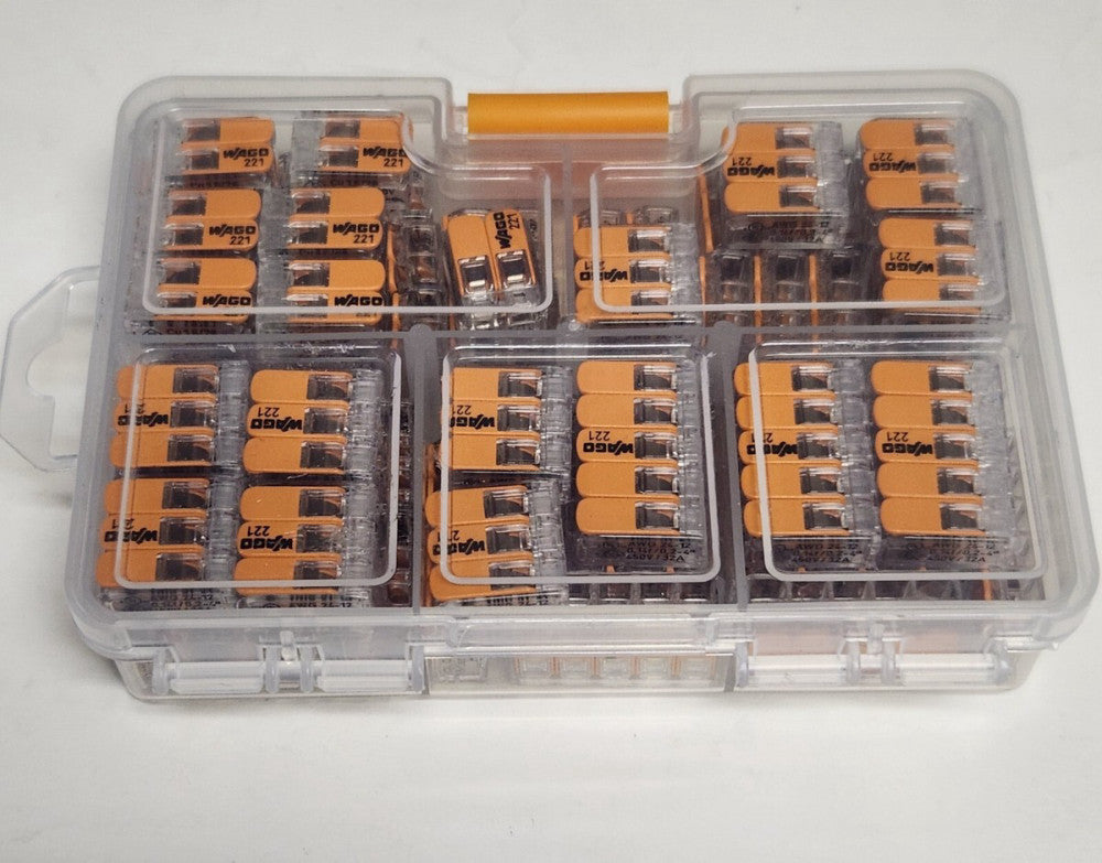 BOX OF 75 WAGO 75 Piece Compact Splicing Connector Assortment 221 412 221 413