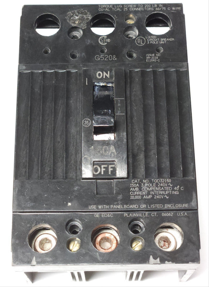 GENERAL ELECTRIC TQD32150 3 Pole 150 AMP 240 VAC Type TQD Circuit Breaker