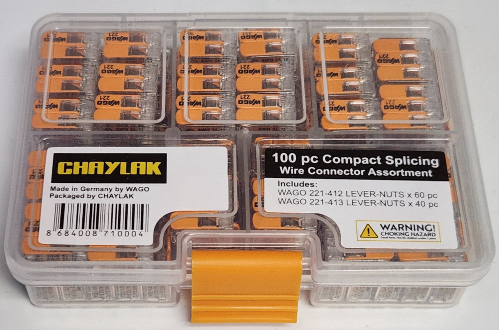 CHAYLAK WAGO 221 412 Lever Nuts X 60 221 413 Lever Nuts X 40 100 Piece Compact