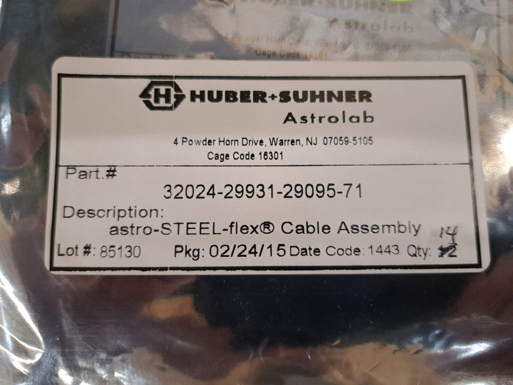 New, Huber & Suhner, 32024-29931-29095-71, RF Cable Assembly