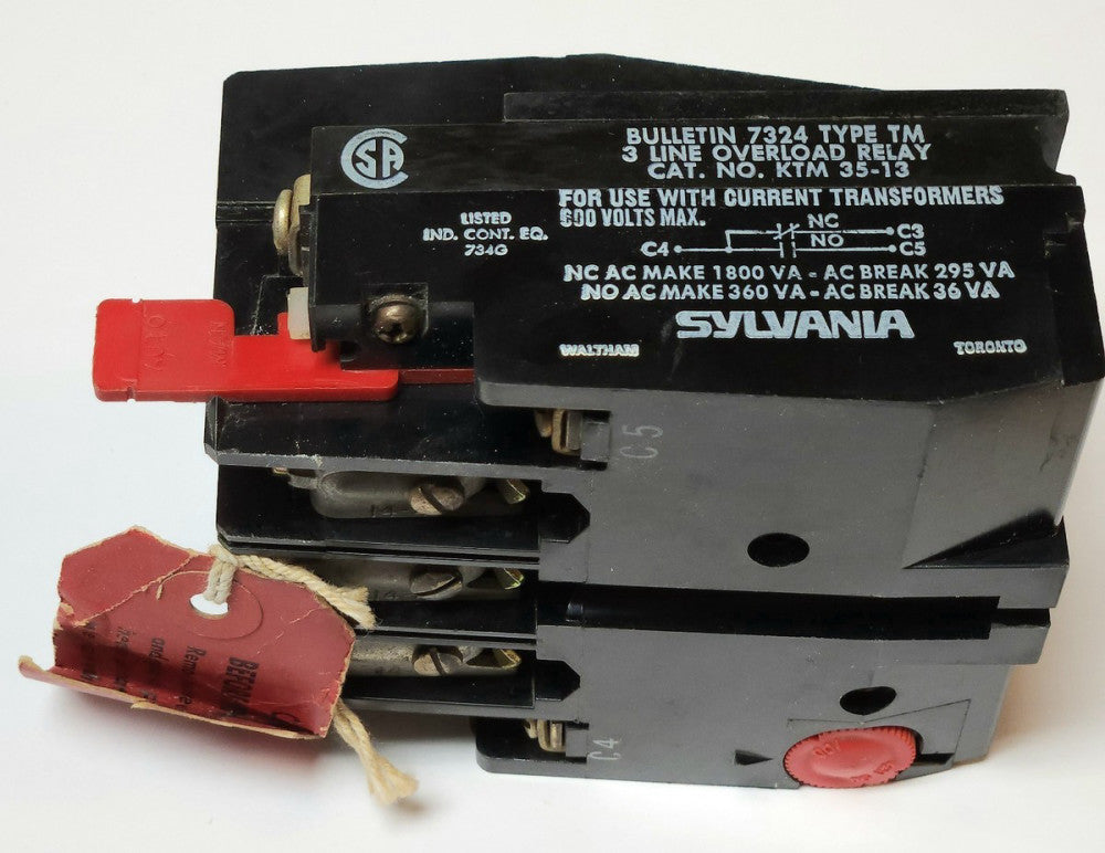 SYLVANIA JOSLYN CLARK KTM 35-13 7324 Type TM Overload Relay KTM35 13
