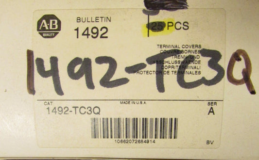 ALLEN BRADLEY (Box of 25) Terminal Block Terminal Covers 1492 TC3Q