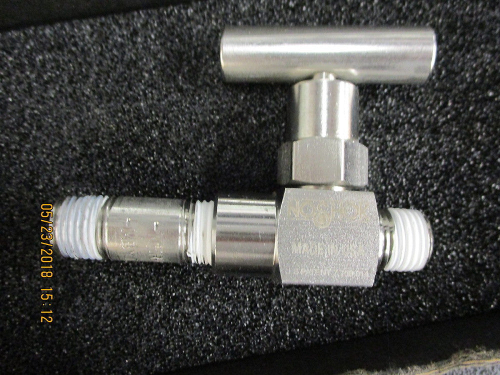 102-MFS NOSHOK Hard Seat Needle Valve, Male-Male, Stainless Steel USED!