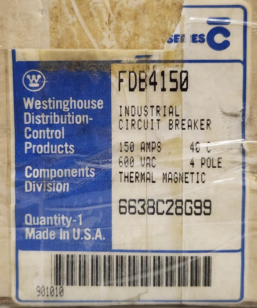 WESTINGHOUSE CUTLER HAMMER FDB4150 4 Pole 150 AMP Type FDB Circuit Breaker