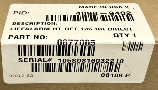 SIMPLEX 0677005 LIFE ALARM Heat Detector 135 RR DIRECT 4098 9402