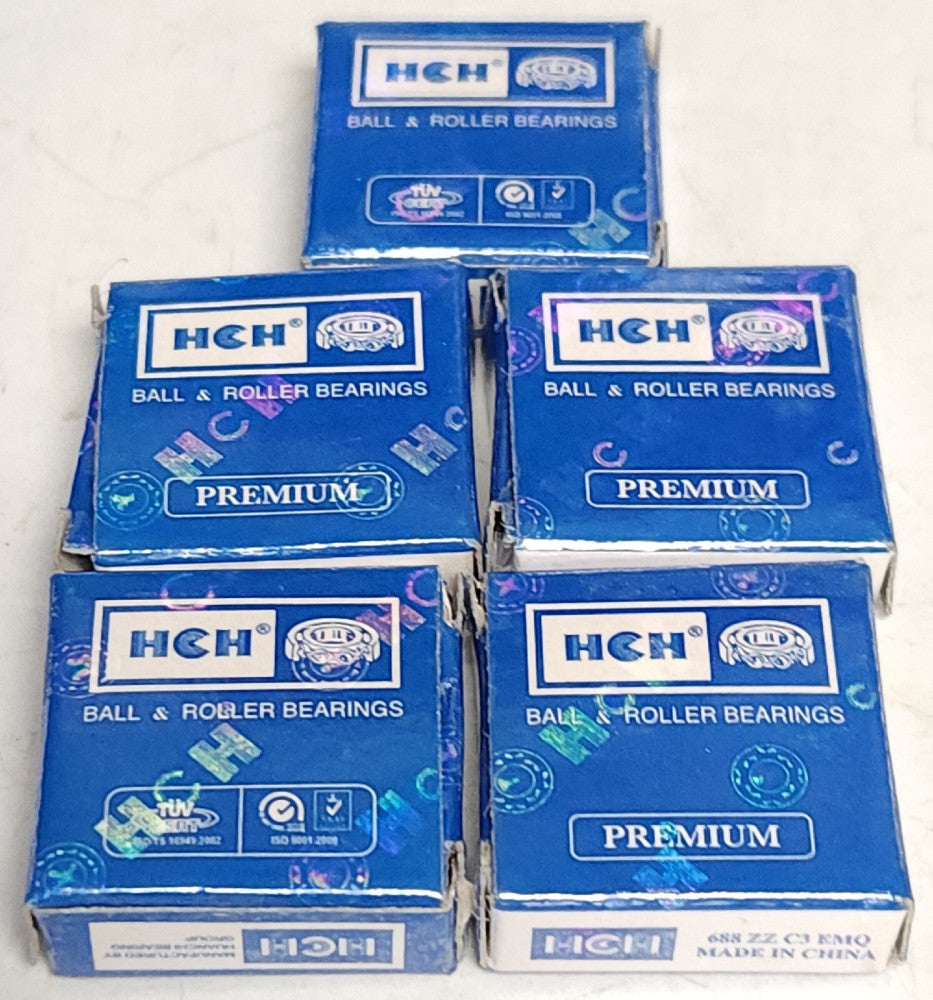 LOT OF 5 HCH 688 ZZ C3 EMQ Metal Ball Bearing ABEC3 688Z