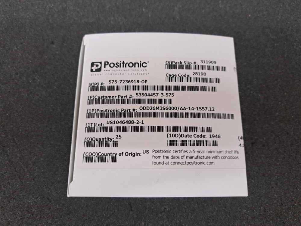 New, Positronic, ODD26M3S6000/AA-14-1557.12, D-Sub Mini-Connector, 26 Contact
