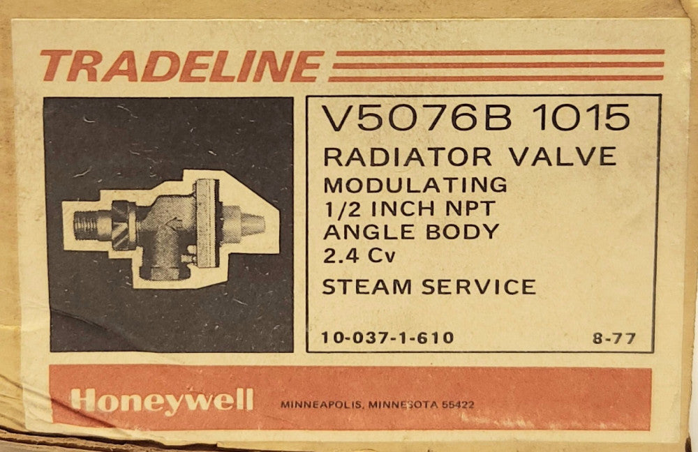 LOT OF 2 HONEYWELL TRADELINE V5076B 1015 Steam Radiator Valve 1/2'' NPT 15 PSI