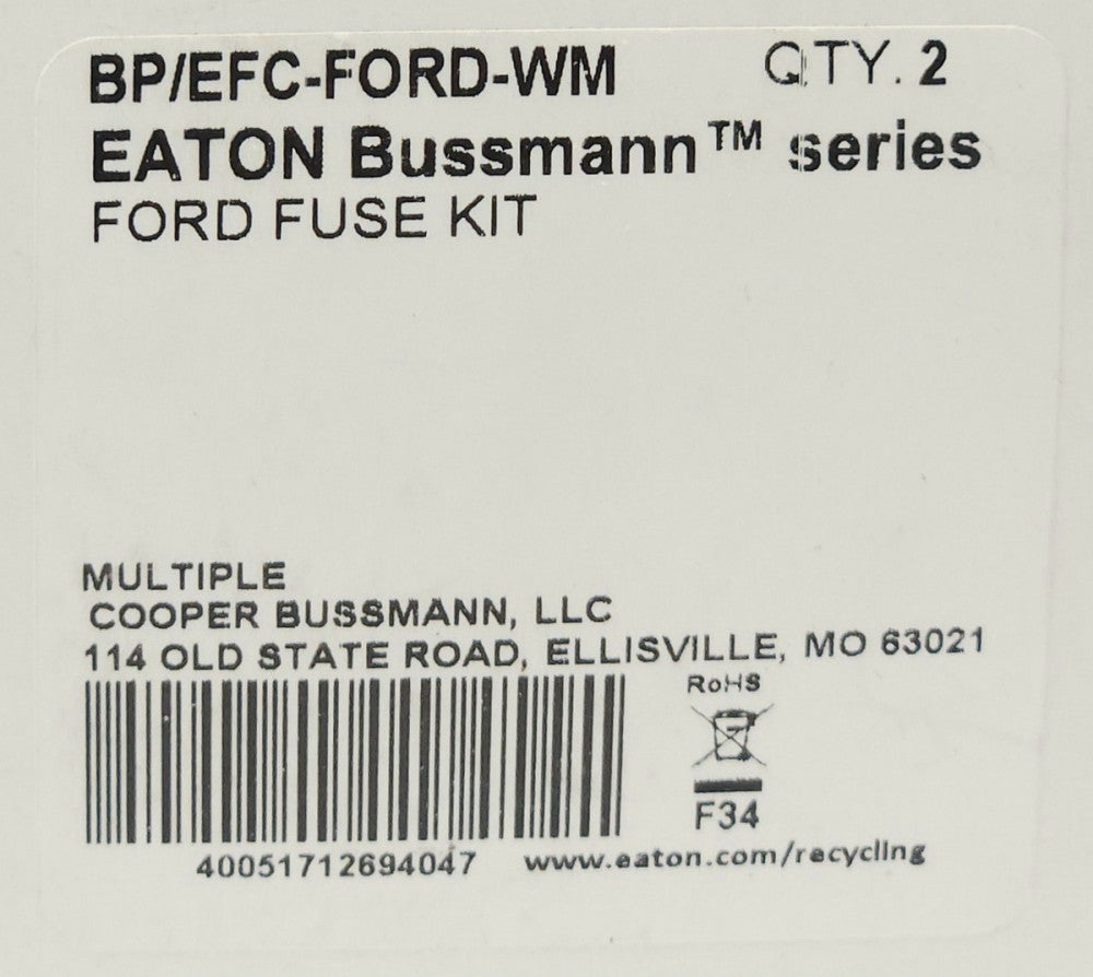 BOX OF 2 EATON BUSSMANN FORD BP/EFC-FORD WM Fuse Kit For Most Models After 2000