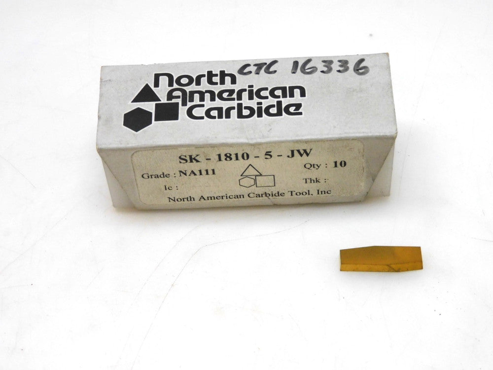 LOT OF 9 NORTH AMERICAN CARBIDE TOOL SK 1810-5-JW CARBIDE INSERT NA111