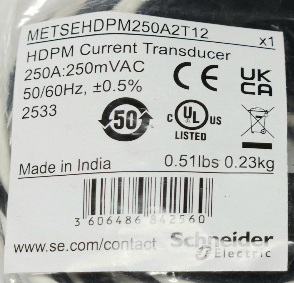 SCHNEIDER ELECTRIC METSEHDPM250A2T12 HDPM Current Transducer CT 250 AMP 250M VAC