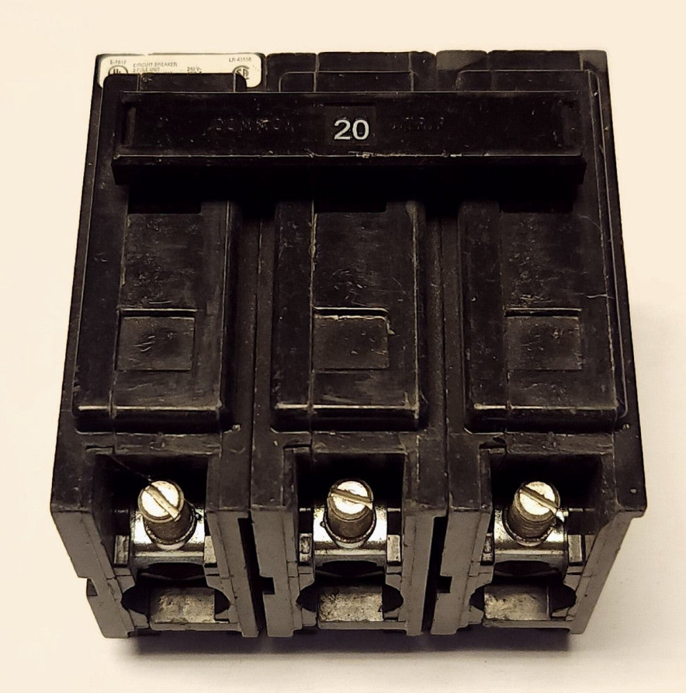 EATON CUTLER HAMMER QBHW3020H 3 Pole 30 AMP Type BA Circuit Breaker 240 VAC