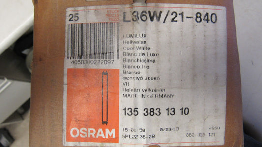 "LOT OF 22" OSRAM L36W/21-840 36W COOL WHITE 2 PIN T8 FLORESCENT LIGHT BULBS