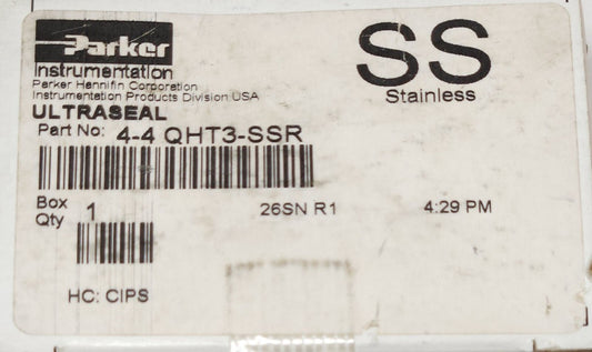 PARKER 4-4 QHT3 SSR ULTRASEAL SS Stainless Steel High Purity