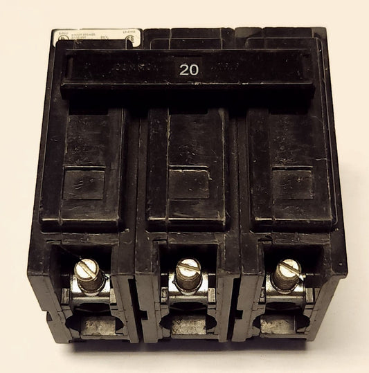 EATON CUTLER HAMMER QBHW3020H 3 Pole 20 AMP Type BA Circuit Breaker 240 VAC NTO