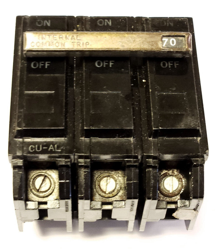 GENERAL ELECTRIC THQAL32070 3 Pole 70 AMP Type THQ HI-Q Circuit Breaker 240 VAC