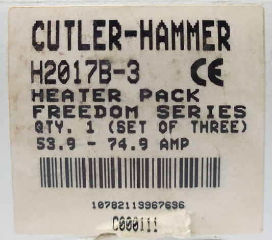 EATON CUTLER HAMMER H2017-3 Freedom Series Heater PACK H2017 53.9-74.9 AMP