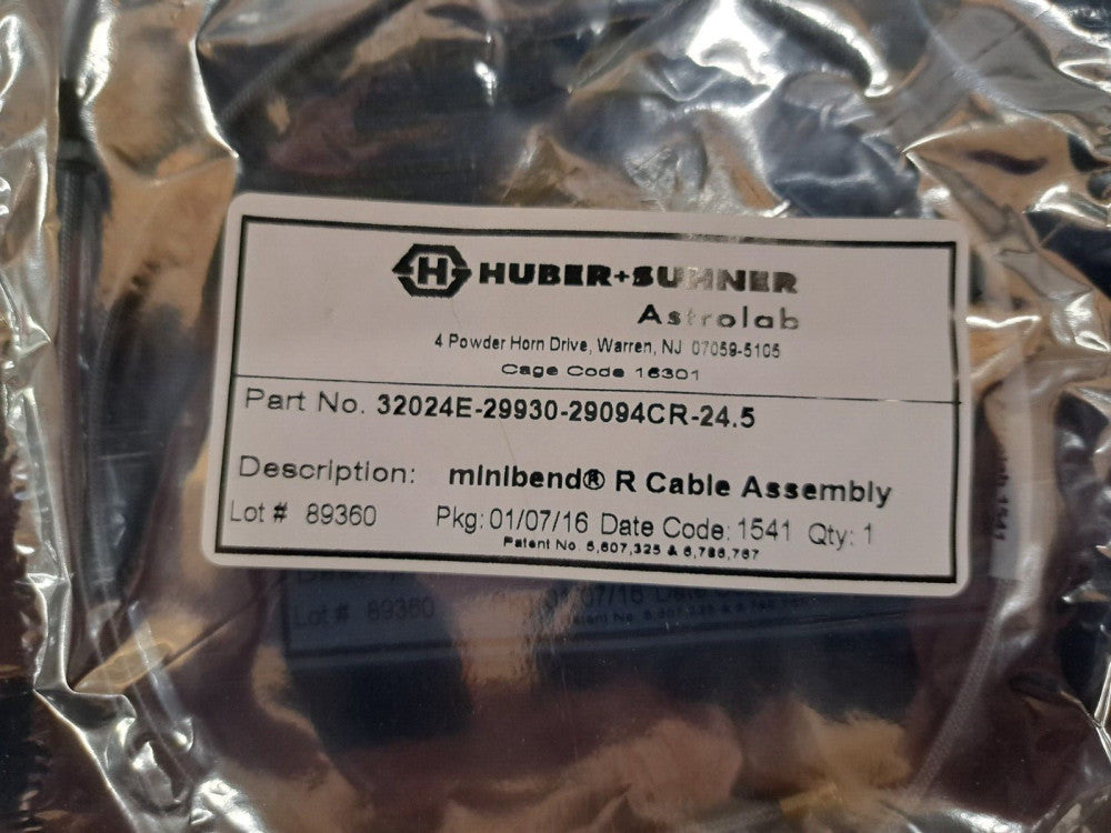 New, Huber & Suhner, 32024E-29930-29094CR-24.5, RF Cable Assembly