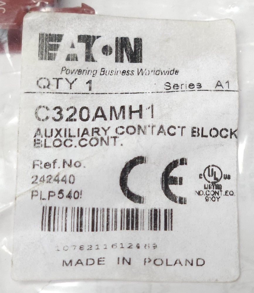 EATON C320AMH1 Auxiliary Contact Block 10 AMP 600 VAC A600