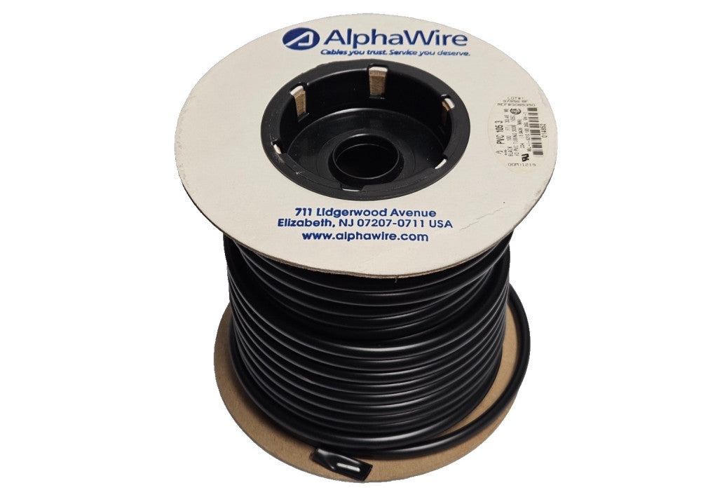 100' Ft AlphaWire PVC 105 3 Black PVC Tube Tubing #3 MIL-I-631D .234" 5.9436MM