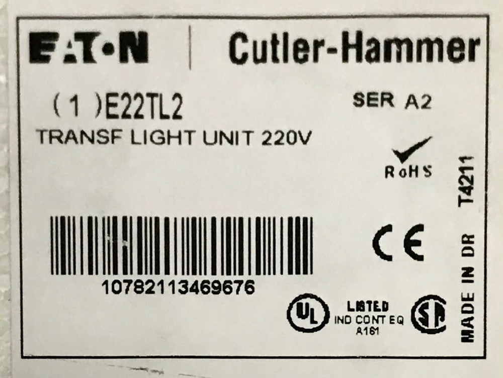 EATON MOELLER E22TL2 Pilot Light Transformer Module 220 VAC W/ Lamp