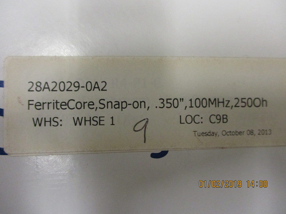 28A2029-0A2 Swagelok EMI Ferrite Split/Snap-On Core - Max ID 0.392In BRAND NEW!