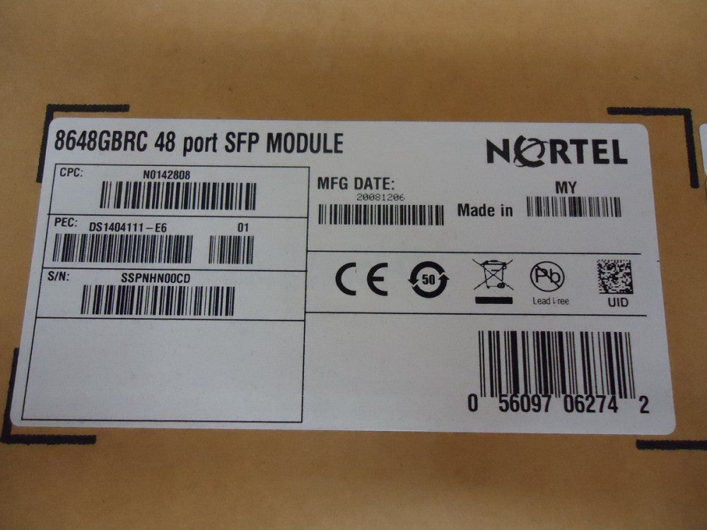 DS1404111-E6 NORTEL NETWORKS 8648GBRC 48 PORT SFP MODULE BRAND NEW!