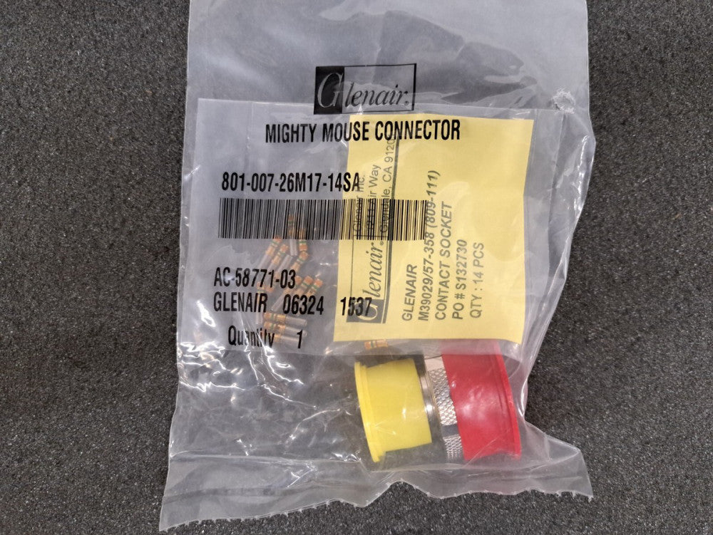 New, Glenair, 801-007-26M17-14SA, CONN PLUG FMALE 14POS CRIMP