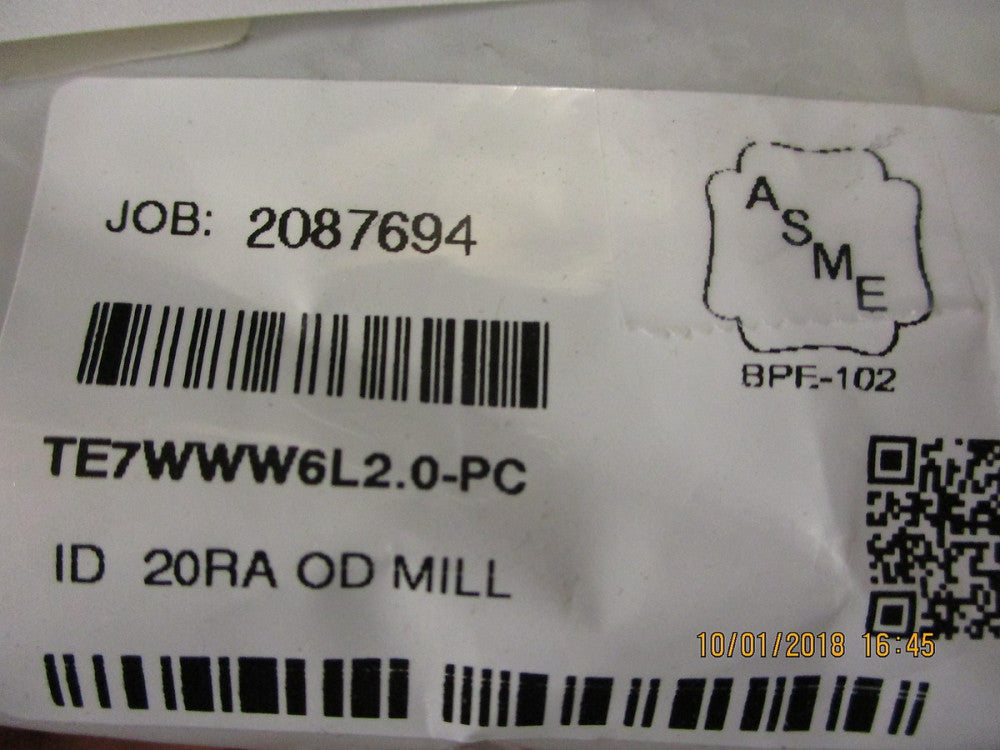 TE7WWW6L2.0-PC Maxpure BPE Series 2 Tee, T316L Stainless, Weld Connec BRAND NEW!