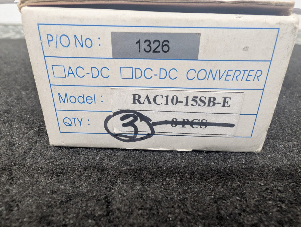 New, RECOM, RAC10-15SB-E, AC/DC CONVERTER 15V 10W
