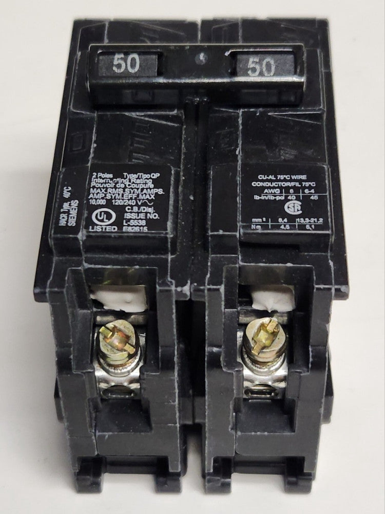 SIEMENS Q250 2 Pole 50 AMP Type QP Plug IN Circuit Breaker 120 240 VAC
