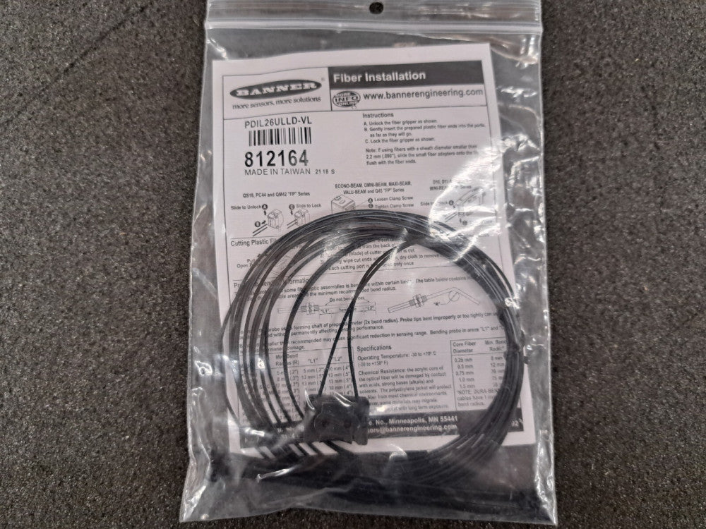 New, Banner Engineering, PDIL26ULLD-VL, Plastic Fiber, Convergent, Core