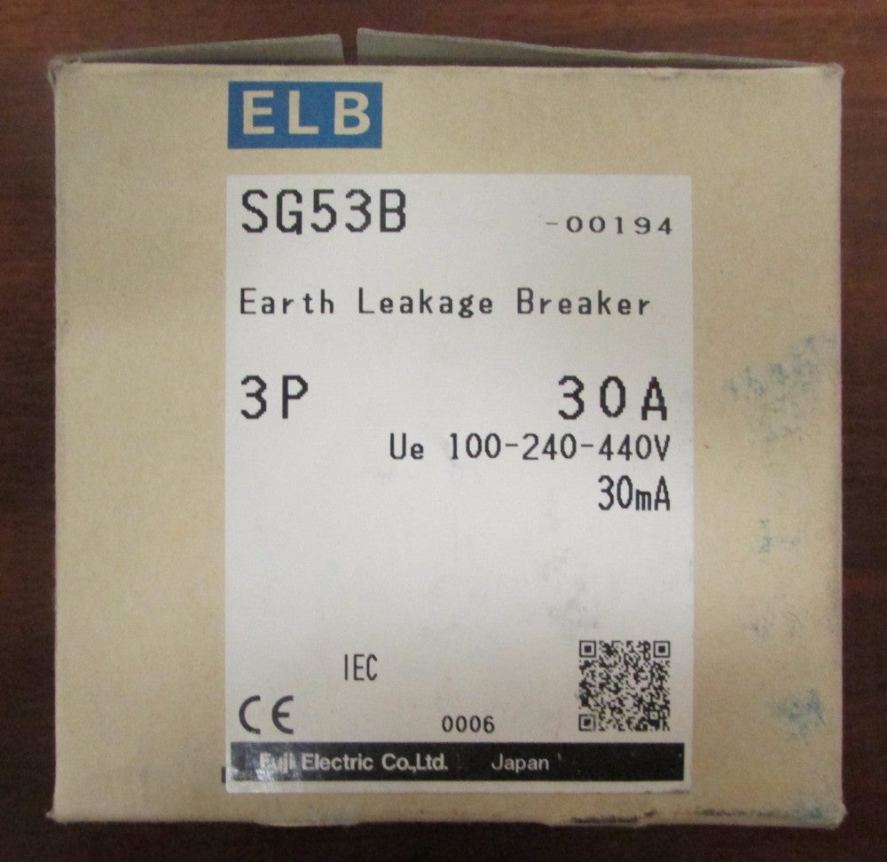 FUJI ELECTRIC SG53B 00194 3 Pole 30 Amp ELB Earth Leakage Circuit Breaker  