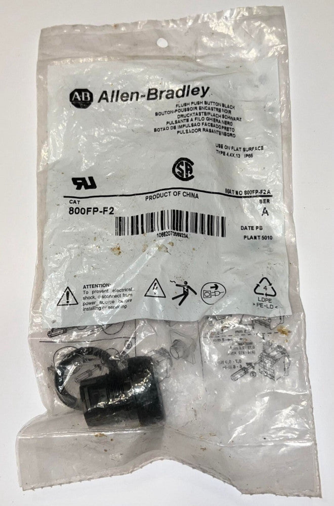ALLEN BRADLEY 800FP F2 Flush Push Button Black Series A 800FP-F2