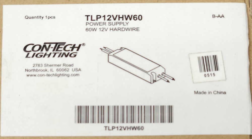 MEAN WELL MW LPV 60 12 CON-TECH Lighting TLP12VHW60 Power Supply Input 100 240 V