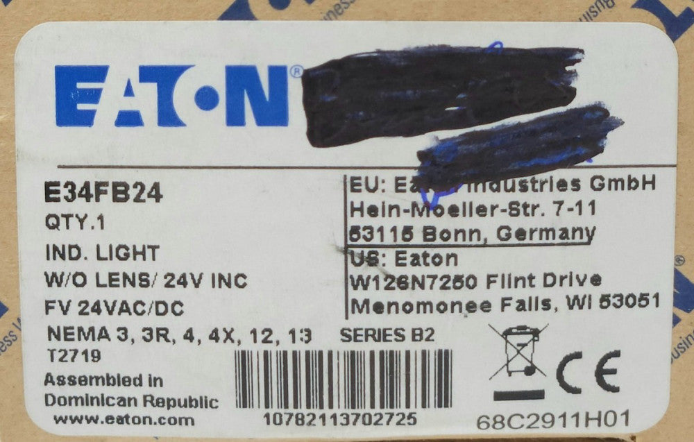 EATON CUTLER HAMMER E34FB24 E34 Indicating Pilot Light 24 VAC VDC Corrosion
