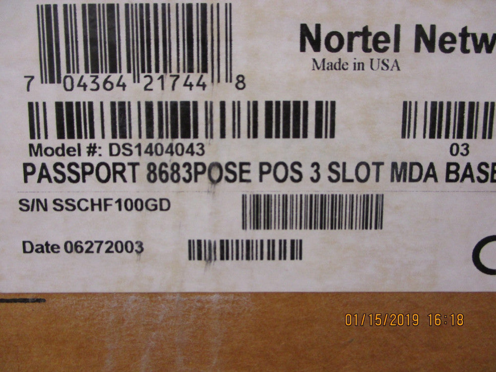 New, NORTEL NETWORKS,  DS1404043 PASSPORT 8683-POSE POS 3 SLOT MDA BASEBORD