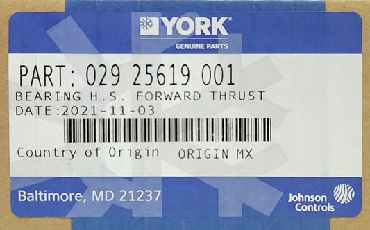 YORK 029 25619 001 High Speed Forward Thrust Bearing Y227870 T0131-53 JE794