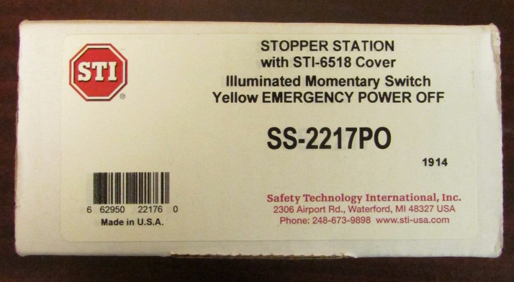 STI SS 2217P0 Illum. Momentary Yellow Emergency Power Off Station STI 6518 Cover