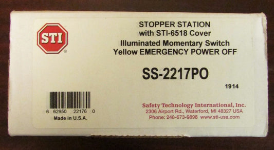 STI SS 2217P0 Illum. Momentary Yellow Emergency Power Off Station STI 6518 Cover