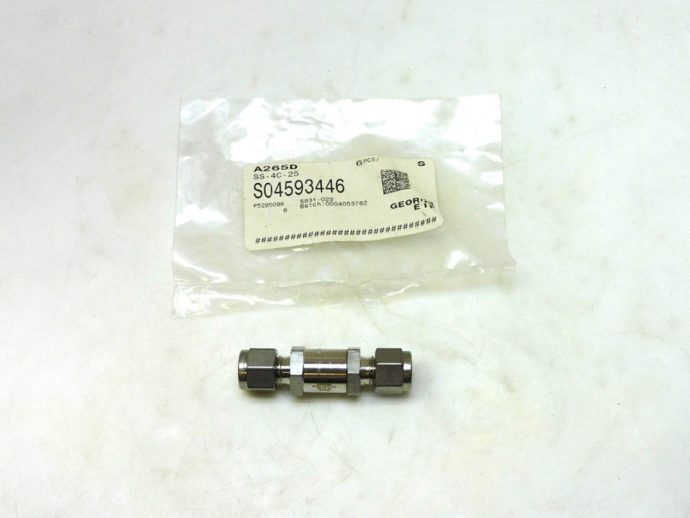 Swagelok SS-4C-25 Stainless Poppet Check Valve 1/4" Tube 25Psi