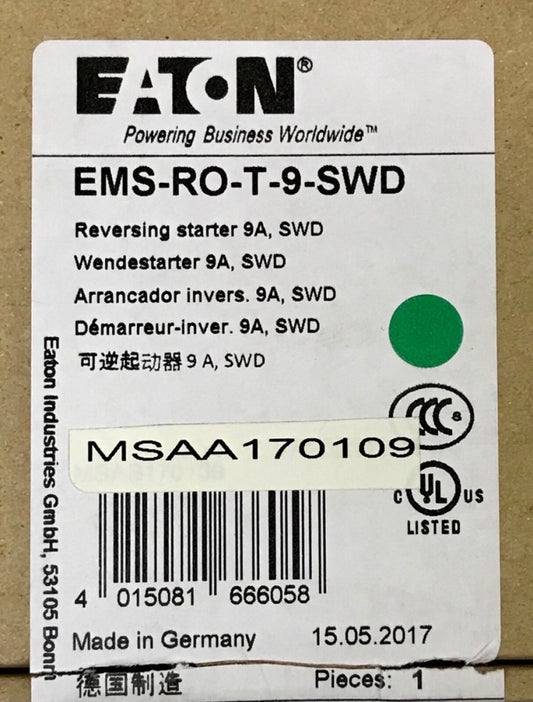 EATON EMS-RO-T-9-SWD 9AMP 24VDC Reversing Electronic Motor Starter EMS RO T 9 