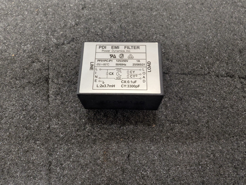 New, Power Dynamics, PF01PC-P1, 125V 1A EMI Filters - Lot of 3pcs