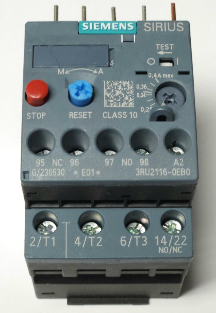 SIEMENS SIRIUS 3RU2116 0EB0 Electronic Overload Relay 0.28-0.4 AMP