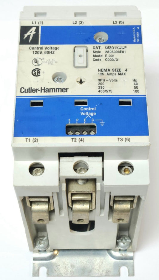 EATON CUTLER HAMMER W201K4CF Size 4 W201 Advantage Contactor