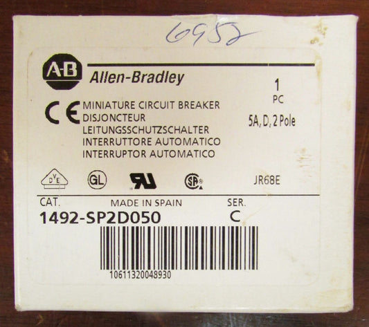 ALLEN BRADLEY Miniature Circuit Breaker 2 Pole 5 Amp 1492 SP2D050