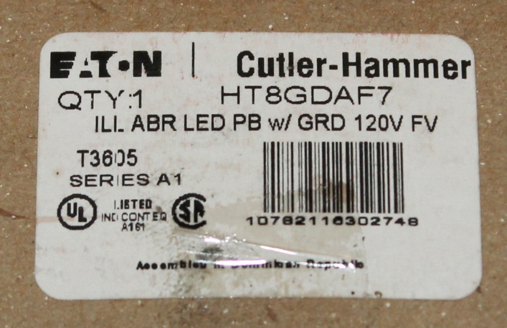 EATON CUTLER HAMMER HT8GDAF7 120V Amber Lens LED Illuminated Push Button