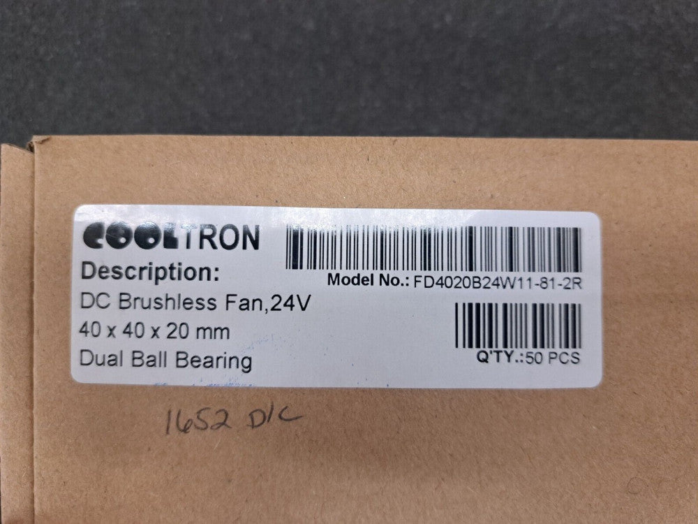 New, Cooltron, FD4020B24W11-81-2R, FAN 24VDC BRUSHLESS