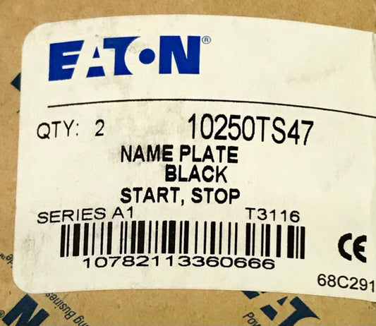 BOX OF (2) EATON CUTLER HAMMER 10250TS47 33mm START STOP Pushbutton Legend 